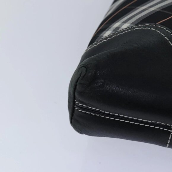 BURBERRY Nova Check Blue Label Shoulder Bag Nylon Black Auth 80167 - Picture 5 of 16